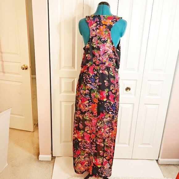 W118 Walter Baker NWT Floral Marble Sleeveless Sheer Racerback Lined Maxi Dress - Picture 2 of 15